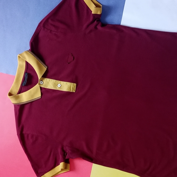 2016 Prada Milano Polo T-Shirt Maroon/Yellow - Picture 2 of 10